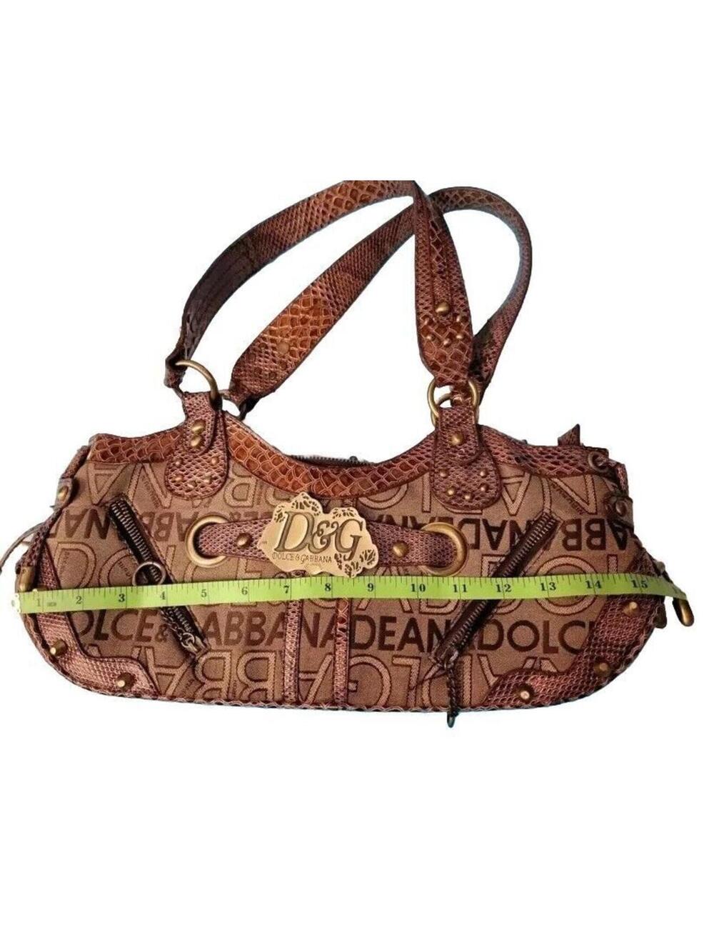 Dolce & Gabbana Vintage Brown Big Logo women's Western Shoulder Bag EUC - Picture 6 of 14